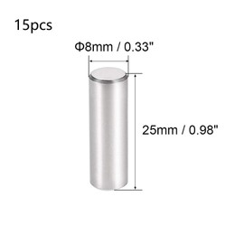TOP-VIGOR 15Pcs 8mm x 25mm Dowel Pin Shelf Support Pegs, 304 Stainless Steel Cylindrical Shelf Support Pin Fasten Elements Silver Tone