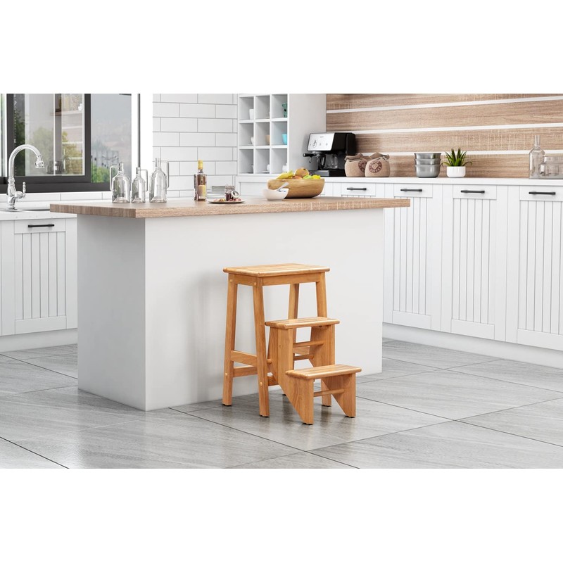 Boraam Niko 3-Tier Step Stool, Counter Height, Natural