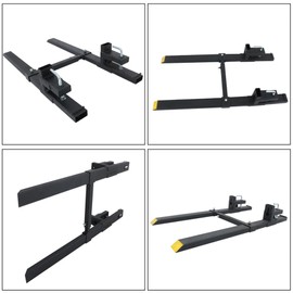 LiGuVCY 60 4000lbs Clamp on Pallet Forks Quick Attach Bucket Fork with Adjustable Stabilizer Bar Replacement for Tractor Attachments Skid Steer Loader Bucket