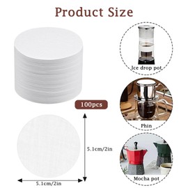 100 Pcs 51mm Round Coffee Filters, Luoqun88 Coffee Filters Papers, Micro Paper Filters for Espresso and Coffee Makers, White - Professional Filtration, Food-Grade Safe, Easy Disposal