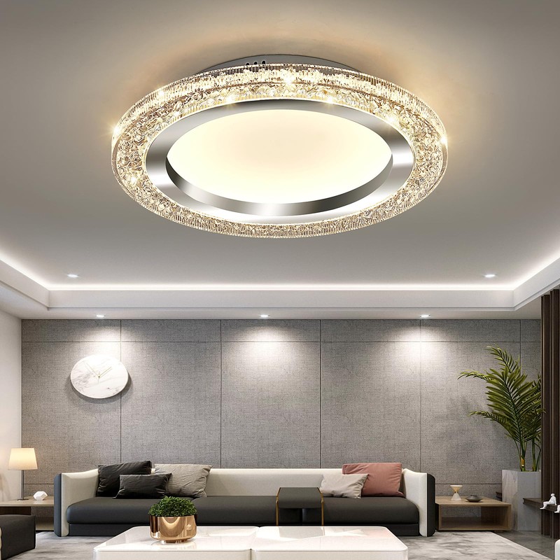 UOFUS 32W LED Flush Mount Ceiling Light Chrome 15.7inch Modern