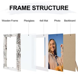 Vittanly 5x7 Picture Frames Set of 4, Display Pictures 4x6 with Mat or 5x7 without Mat, Engineered Wood with Shatter Resistant Plexiglass, Small Photo Frames for Wall or Tabletop, Distressed White