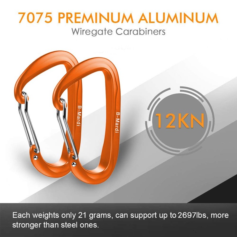 B-Mardi Lightweight Heavy Duty Locking Carabiner Clips-12kN (2697 lbs) caribiniers