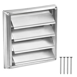 Pinsheng Stainless Steel Ventilation Grille with Check Flap, Weather Protection Grille Stainless Steel with Movable Slats, Outer Wall Assembly, Exhaust Air, Check Valve, Closes Automatically (100 mm)