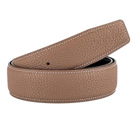 Vatee's Women's/Men's Real Leather Replacement Belt Strap No Buckle 1 1/4"(3.2cm) Wide 37"(95cm) Long Khaki