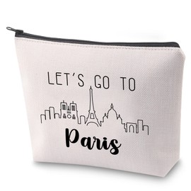 Paris France Trip Travel Case Travel to France Souvenir Let’s Go to Paris Lover Makeup Bag with Zipper France Souvenir Vacation in Paris Gift (Paris)