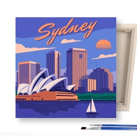 DIY Canvas Painting 25x25cm Landmark Sydney Opera House / DIY캔버스형 그림그리기 25x25cm 랜드마크 시드니 오페라하우스