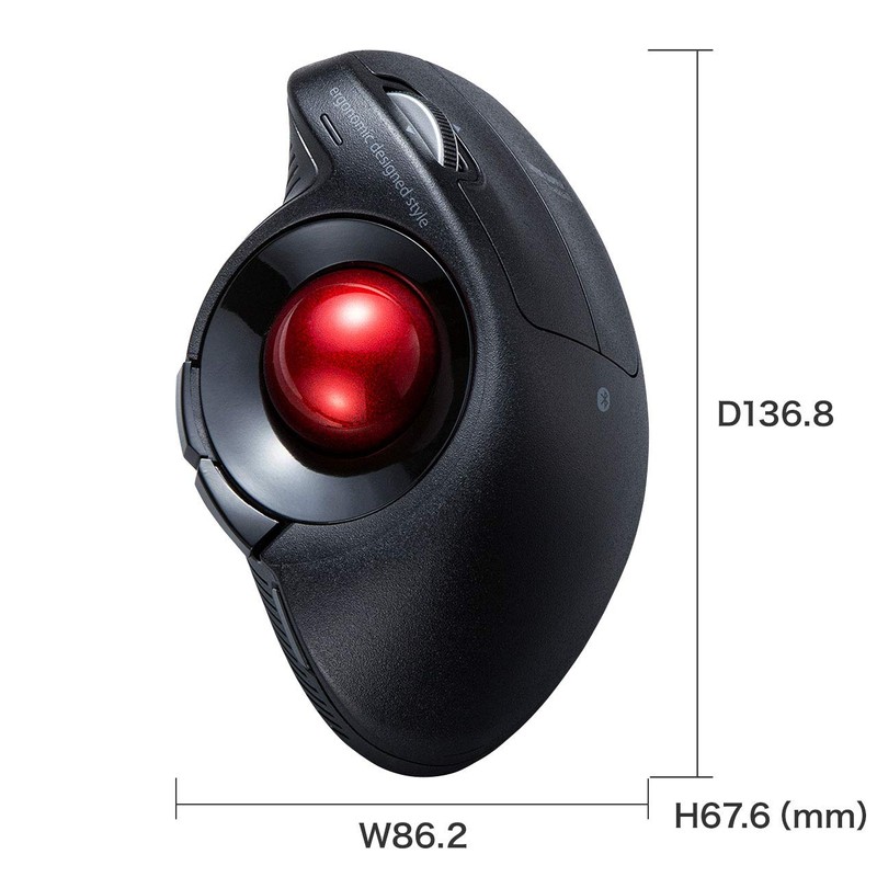 Sanwa Supply MA-BTTB179BK Trackball Bluetooth Ergonomic Tilt Wheel Multi Pairing