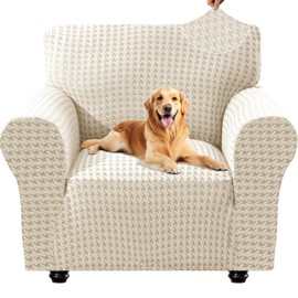 YSTELLAA Stretch Armchair Protector 1 Seater, Elastic Sofa Cover, Sofa Cover with Armrests, Sofa Protector Non-Slip, Universal Sofa Cover, Couch Covers Sofa Cover for Cat Dog, Beige