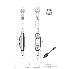 KlingerBorn FI-PD20A/N Personal Circuit Breaker PD20A - 30mA Low Voltage Release 230V~16A IP66 30mA Includes 2 m Power Cable H07RN-F 3G1.5, Connection L-N-PE | Protection Against Electrical Accidents