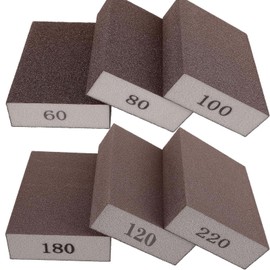 brtbrtsppt 6PCS Sanding Sponge, Sanding Blocks of 60/80/100/120/180/220 Assorted Grits, Flexible & Reusable, Sandpaper Block for Wood Drywall Metal, Hand Sand Block for Wet or Dry Sanding (Style 1)