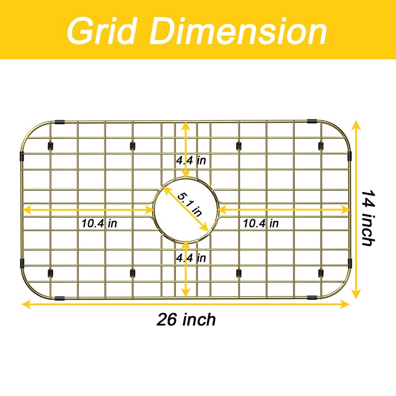 Sink Protector Sink Rack,Large Gold Kitchen Sink Grate,26" X 14"