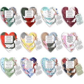 FuWeave 24 Pcs Mini Prayer Quilts with Cross Heart Pocket Prayer Quilt Christian Sympathy Gift for Women Mothers Day Religious Church Faith Gifts Scripture Cloth Panel Hospital Baptism(Retro)