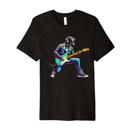 Great Dane Electric Guitar Funny Dog Rock Band Musician Pet Premium T-Shirt