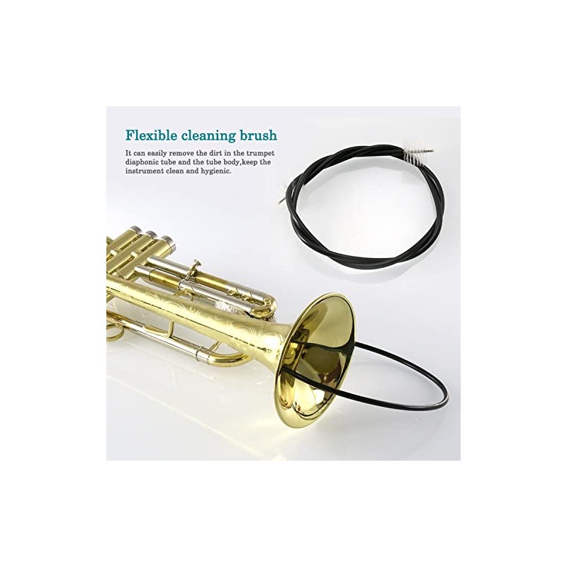 Trumpet Cleaning Brushes Kit,3-Piece Kit,1 Flexible Brush,1 Valve Brush,1 Mouthpiece