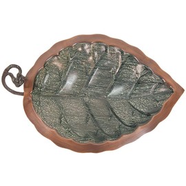 Oakestry BB-04-WM Aspen Leaf Wall Mount Bracket Birdbath with Embossed Leaf Design and Curled stem Detail, Plated with Antique Brass in Black