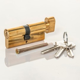 TSS Brass Thumb Turn Euro Cylinder Lock, Euro Door Barrel Lock with Anti-Drill & Anti-Pick Protection. Suitable for All Door Types. Euro Cylinder Locks (40mm Turn Side x 45mm External)
