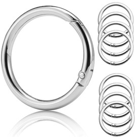 Keeshibao Round Carabiner Clips,1 Inch Spring O Rings,Silver Metal Key Ring