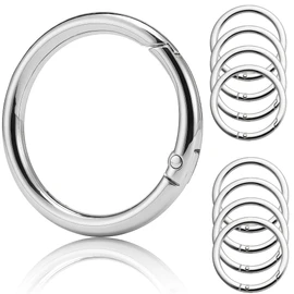 Keeshibao Round Carabiner Clips,1 Inch Spring O Rings,Silver Metal Key Ring