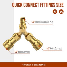 Alloxity 1/2 inch Natural Gas Y Splitter, 2-Way Natural Gas Quick Connect Fittings with Shut Off Valve, Conversion Kit for Gas Line, 1/2" Propane Hose, Pizza, Oven, Grill, Generator, Heater
