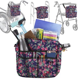 Vive Wheelchair Bag - Machine Washable, Double-Stitched, Water-Resistant Accessory Backpack for Rollators, Wheel Chairs, Walkers - Pouch with XL Pockets & Straps for Quick Installation