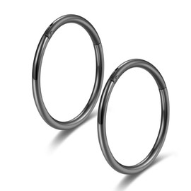 Lantine Black Hinged 18g Nose Rings Hoops 8mm Septum Ring Clicker Daith Rook Conch Cartilage Hoop Earrings Sleeper