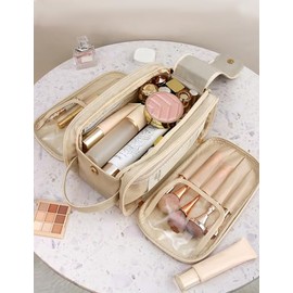 Neceser de Viaje para Maquillaje, Bolsa de Tocador Gran Capacidad Impermeable con Múltiples Compartimentos, Organizador Portátil de Cosméticos con Asa