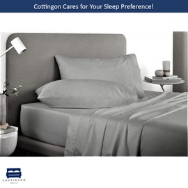 Cottingon, Premium 100% Egyptian Cotton 4 PC Sheet Set 15" Deep, Light Grey-Full XL