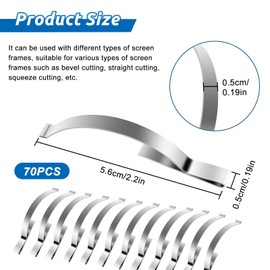 70 pcs Window Screen Tension Spring Corner Clips, Corner Mount Flat Window Spring Stainless Steel Window Screen Clips, ¼” Wide 2-3/4” Long, Prevent Screen Windows Shaking (Silver)
