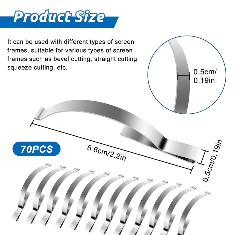 70 pcs Window Screen Tension Spring Corner Clips, Corner Mount