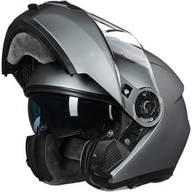 ILM ECE22.06 Model 159 Flip-Up Motorcycle Helmet Full-Face Helmet Double Visor Grey XL