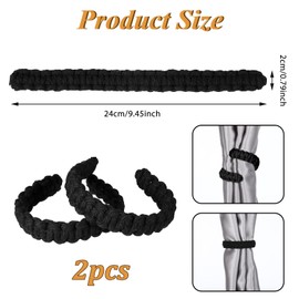 Ptwola 4 Pack Braided Curtain Tiebacks Boho Elegant Rustic Curtain Holdbacks Tie Backs Holders Set Simple Light Weight Drapes Decorative Accessories Handmade for Home Office Bedroom Window (2, Black)