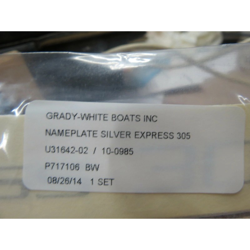 GRADY WHITE 305 EXPRESS SILVER NAMEPLATE DECAL SET 7-1/2" x