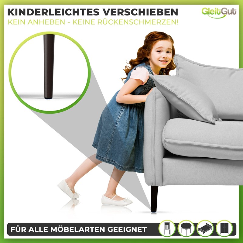 24 x PTFE furniture glider with nail - 19 mm