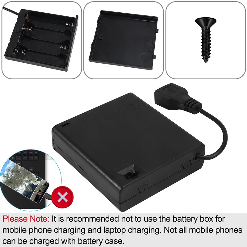 AEDIKO 2pcs 4 AA Battery Holder USB Switch 6V USB