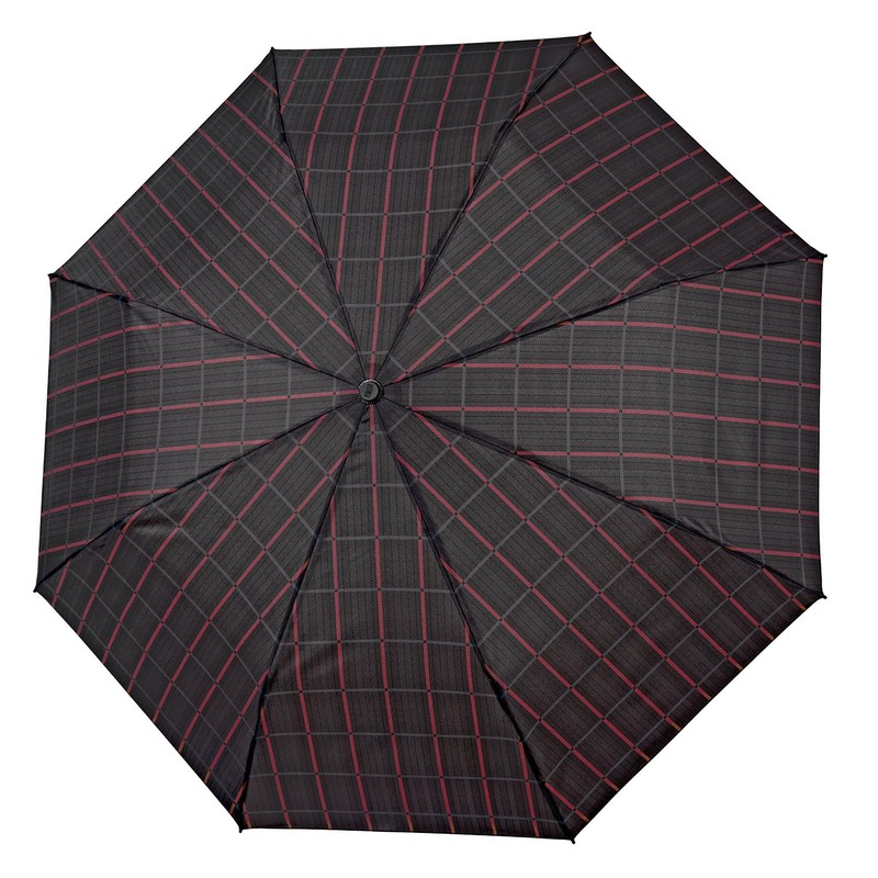 PERLETTI Black Men's Automatic Umbrella with Pattern - Windproof Pocket