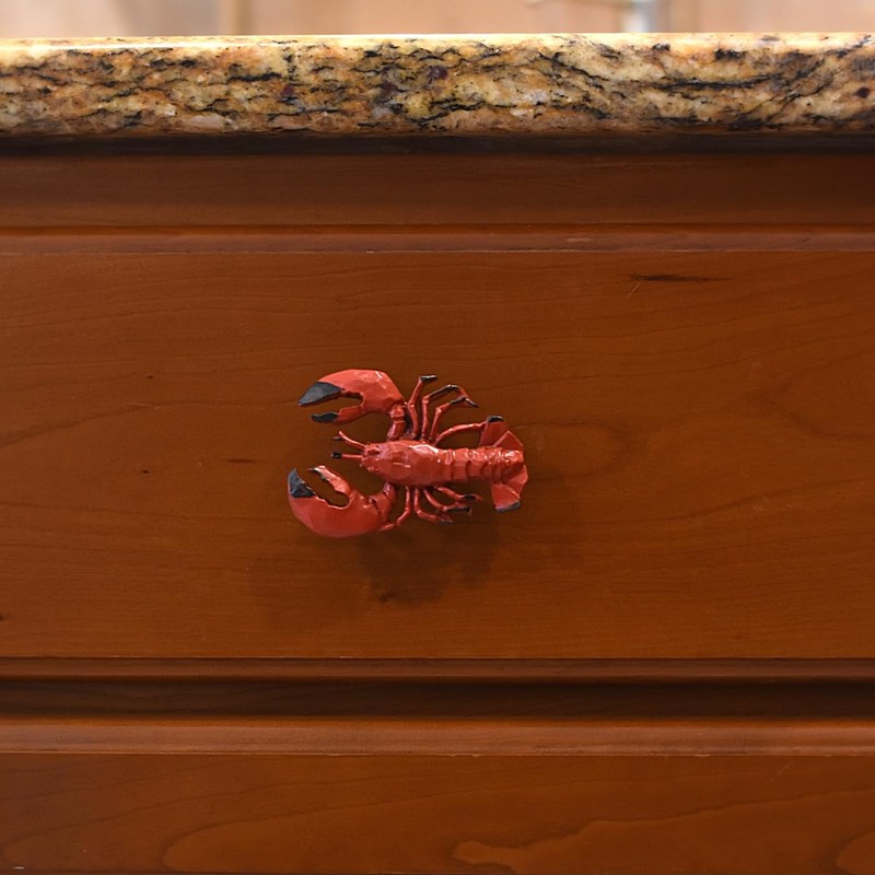 TG,LLC Treasure Gurus Red Nautical Lobster Metal Drawer Pull Dresser