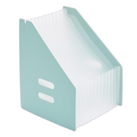 Y YOMA 2 Pack Expanding Magazine Holder with 13 Pockets | Portable Desktop Plastic Self Standing Accordion File Organizer for A4 Letter Size Document Storage Home Office School, Mint Green
