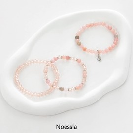 FULU AUTUMN Boho Beaded Bracelet Multi-Layer Crystal Stone Beaded Bracelets for Women Stretch Bracelets Fashion Jewellery Birthday Gifts for Her(39-Pink)