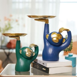 NENBOLEC Candy Dish Cookie Jar Snack Tray Monkey Statue Sculpture Modern Decor Crafts Birthday Gifts Polyresin Figurine Arts 21cm