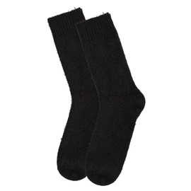 MeMoi Women's Solid Plush Fuzzy Warm Crew Sock Black One Size