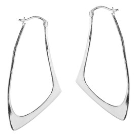 AeraVida Contempo Shiny Bent V-Lock .925 Sterling Silver Earrings | Sterling Silver Hoop Earrings | Earrings for Women | Hoop Earrings