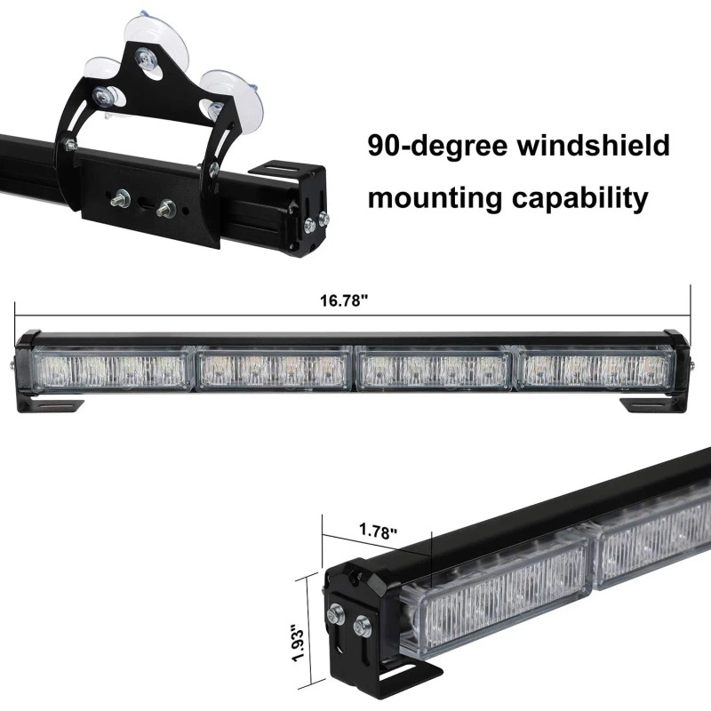 2x16.8 Inch Emergency Flashing LED Traffic Advisor Strobe Light Bar
