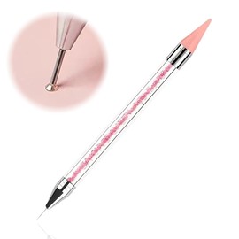 QEQSHQO Decoration Tool for DIY Nail Design, Rhinestones, Dot Work - 1 Piece Dual Ended Gemstones Dotting Pen Nail Art Tools, Rhinestone Picker Nail Point Pen (Pink)