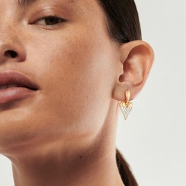 LADYGD Gold Huggie Hoop Earrings for Women 14K Gold Plated Cubic Zirconia Heart Dangle Earring Hypoallergenic Gold Jewelry Gifts