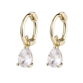 Xihu Women's Hoop Earrings with Pearl, Top Grade Zirconia, Small, Can Be Worn On, Hypoallergenic, Sterling Silver, Cubic Zirconia