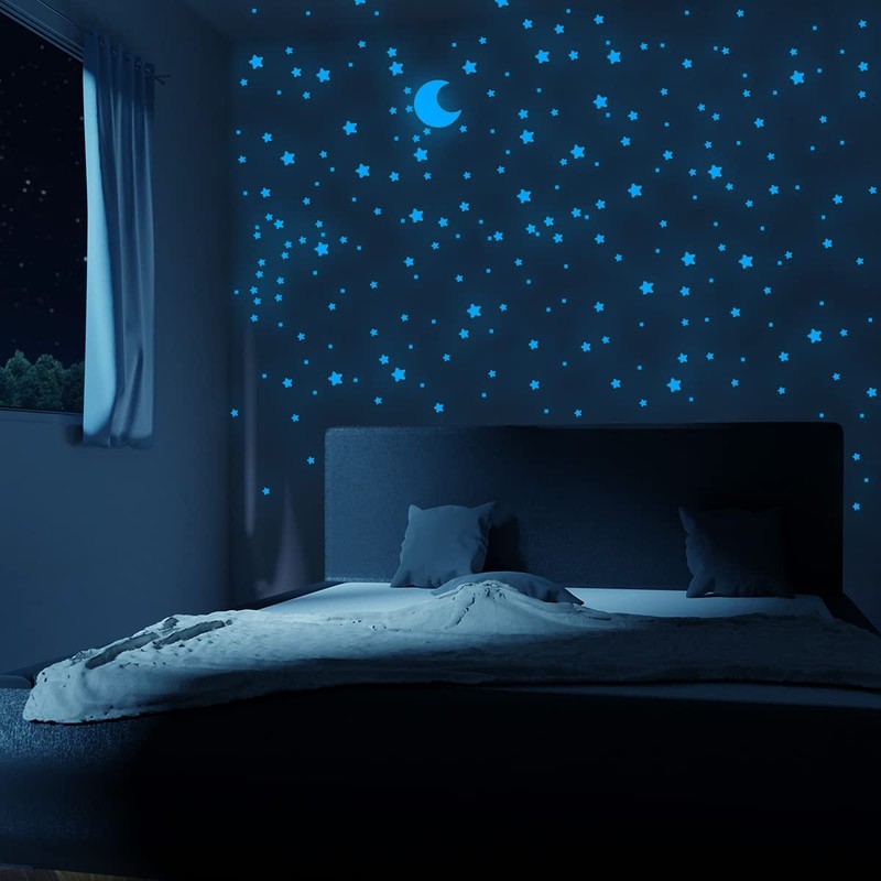 Glow Ceiling Stars Blue for Kids Bedroom, Glow in The