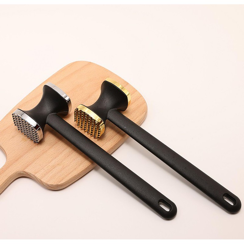 Meat Beat Hammer, 9.7 Inch Gold and Black Zinec Alloy
