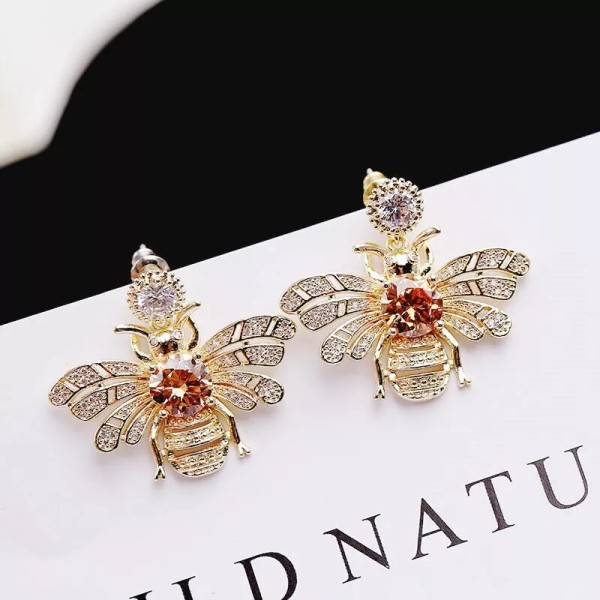 Unbranded 14k gold Exaggerated Honey Bee Stud Earrings 925 Silver