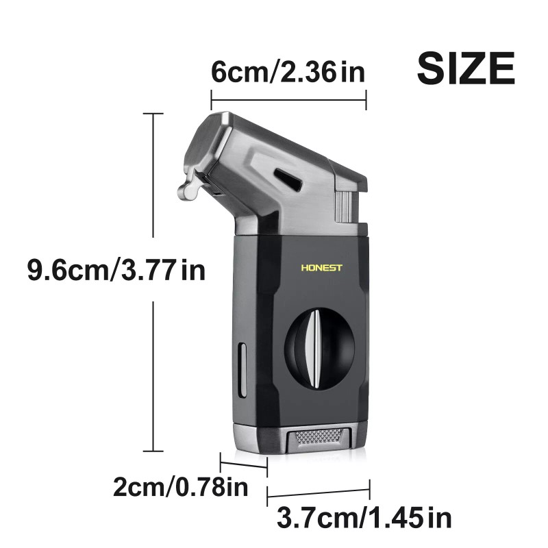 Torch Cigar Lighter Built-in V Cigar Cutter Refillable Butane Torch